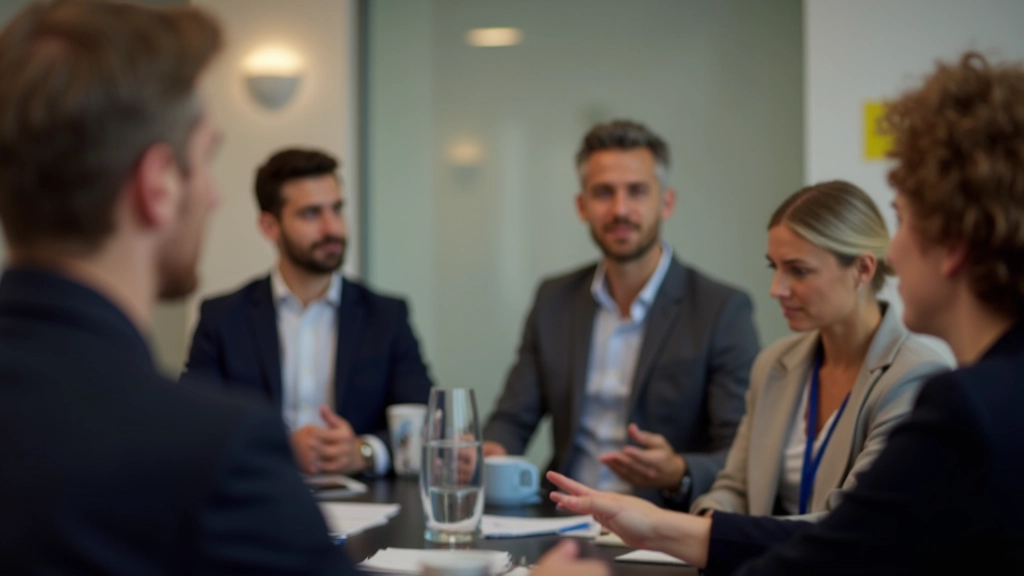 Gruppe von Fachleuten in einem Rhetorik-Training
