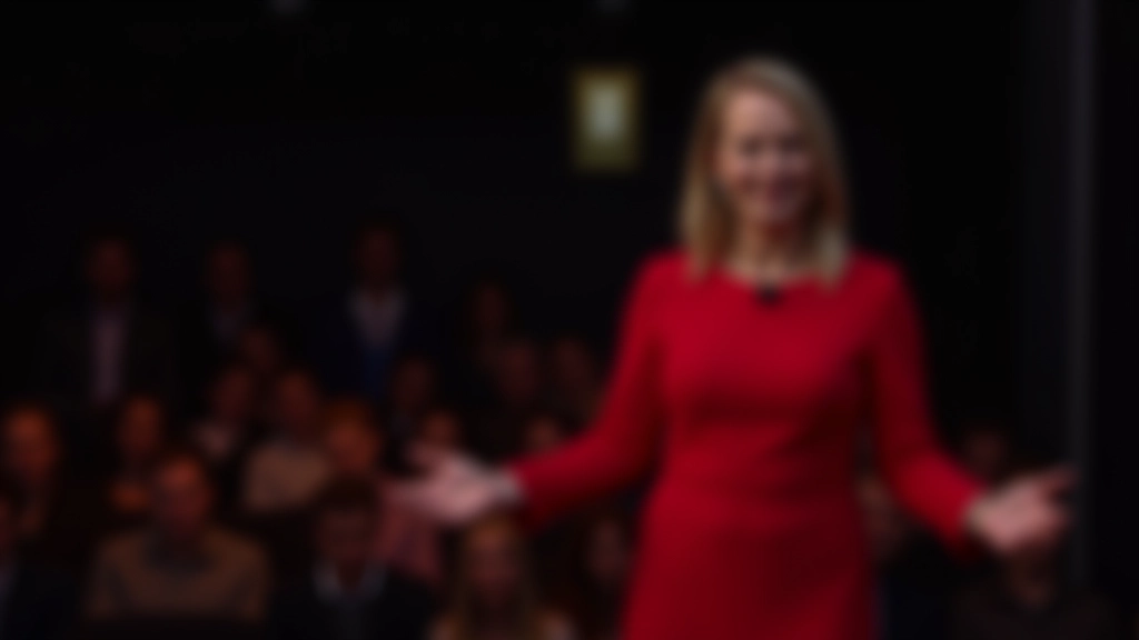 Person steht mit offener Körperhaltung, Blickkontakt zum Publikum, moderne Bühnensituation